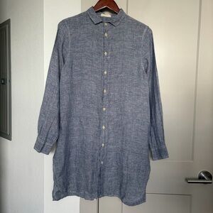 CP SHADES 100% LINEN KIRA ROUNDED SHIRTTAIL DRESS INK CHAMBRAY WOMEN’S SMALL